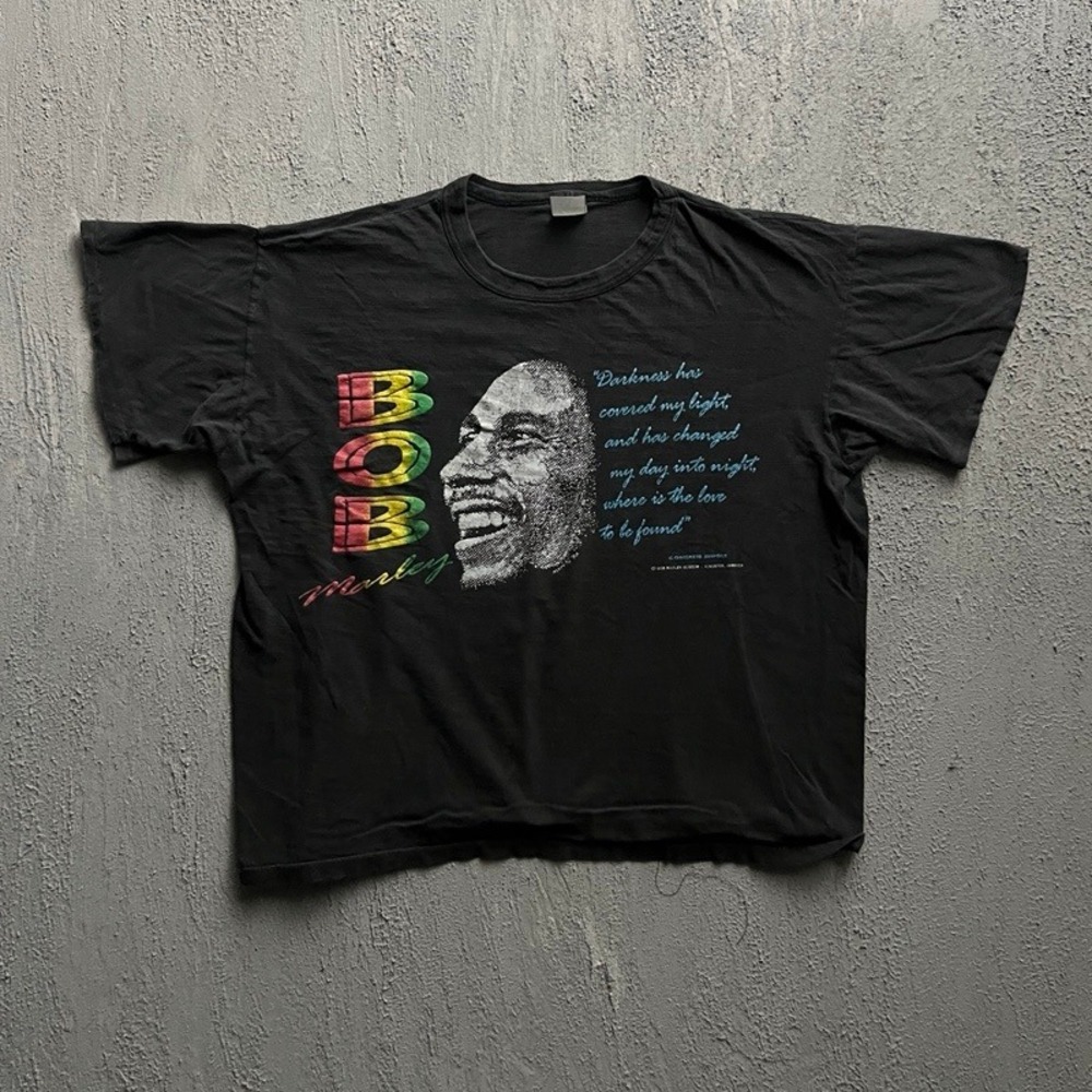 Vintage Bob Marley Shirt Large Black 1990s Concrete Jungle Reggae